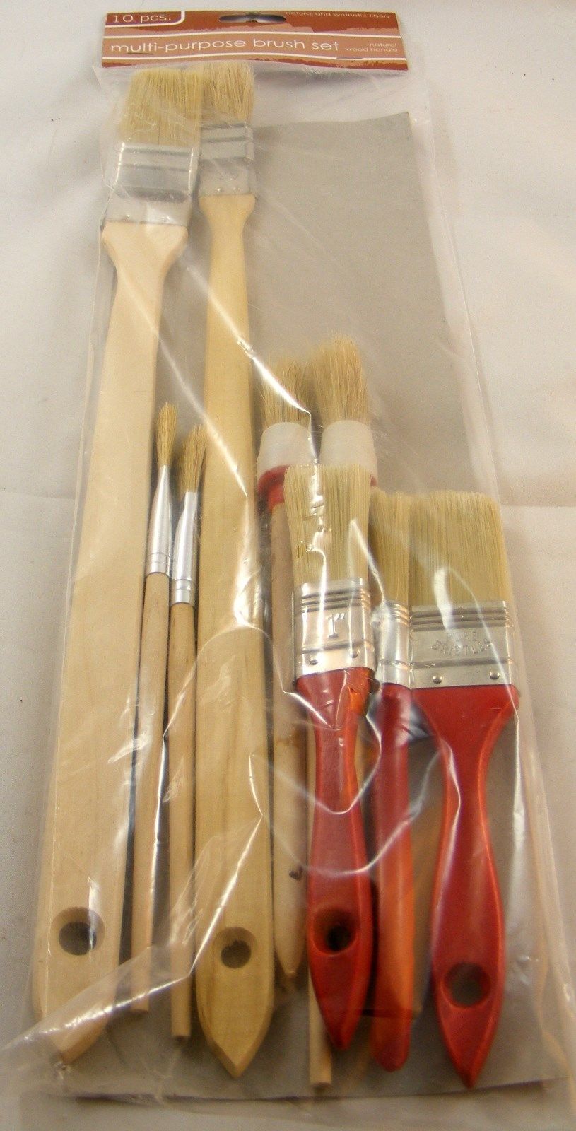 Brush Set 10 Piece Multi Purpose Natural and Synthetic Fibers Free Shipping - $4.70