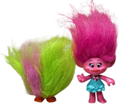 Troll Mini Figures Purple Streaked Hair Fuzzbert and Poppy Dreamworks Lot of 2 - £4.58 GBP