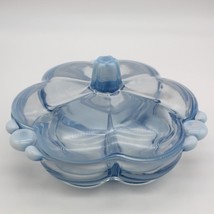 Covered Divided Candy Dish 7.5 inch Duncan Miller Canterbury VTG Blue Op... - £31.80 GBP