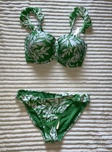 Gottex Profile Two-Piece Swimsuit Bikini green Floral Ruffle SZ 8 BRA 34F NEW - £133.23 GBP