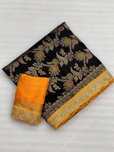 Luxurious Dolla Silk Saree: Exquisite Embroidery Sequin Work Border, Zari Weavin - £89.58 GBP