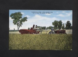 Vintage Natural Color Postcard Linen Farm Equipment Tractor Farmall  - $9.99