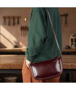 Slim Vintage Leather Shoulder Bag  Genuine Cowhide Underarm Purse with M... - $61.00