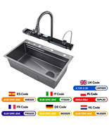 304 Stainless Steel Waterfall Kitchen Sink Large Single Slot Integrated ... - $204.72+