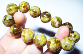 Handmade BALTIC AMBER Bracelet Natural Round amber Beads Bracelet  pressed - $138.60