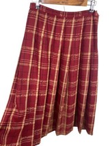 Pendleton Maxi Skirt Size 8 Dk Red Plaid Floral Long Vintage Wool Dark A... - $74.49