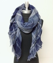 WHOLESALE Lot of 5PC Mid weight Plaid Square Scarf w/ lurex Blue Cozy Wrap shawl - £12.48 GBP