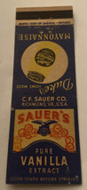 Vintage Matchbook Cover Matchcover Sauer’s Pure Vanilla Extract - £2.60 GBP