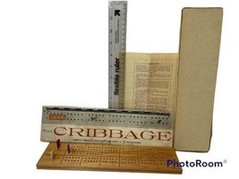 Vintage Barren Wood Cribbage Board Game 2-player no. 5-1062/100 Card-Game - $12.84