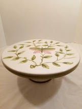 Vintage Hand Painted Ceramic Butterfly &amp; Vines Cake Plate/Stand on a Pedestal - £26.80 GBP