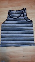 Gray Tan Stripe tank top T- shirt Men&#39;s Casual Fashion Tank Top shirt  S-2X - £10.96 GBP