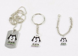 Felix The Cat Fashion Jewelry Set ~ Dog Tag, Key Ring, Bracelet ~ #FLX-WRD-04 - £10.10 GBP