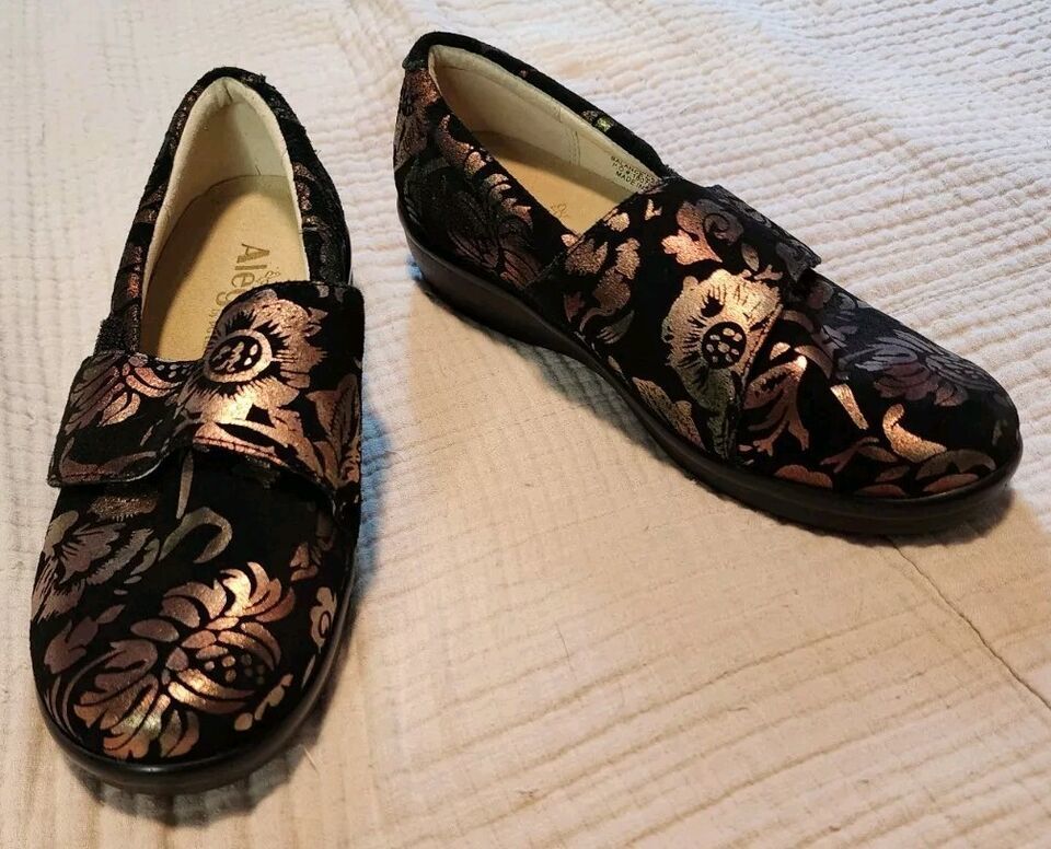 Alegria Lauryn LAU-557 Floral Metallic Slip On Shoes EU 36 US 6 Black Ro... - $26.18
