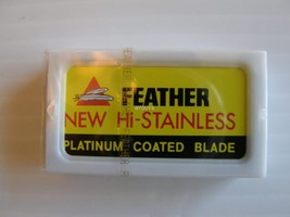10 FEATHER razor blades new Hi-Stainless double edge - £7.25 GBP