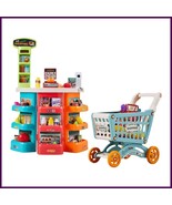 76pc Kids Grocery Store Playset w/ Cart &amp; Counter | Pretend Role Play To... - $1,254.29 MXN