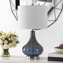 Lighting 24-inch Glass Table Lamp 13&quot; X 24&quot; Blue Modern Contemporary Tra... - $67.31