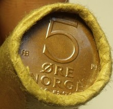 Gem Unc Original Roll (50) Norway 1977 5 Ore~Standing Lion~Free Shipping - £20.98 GBP