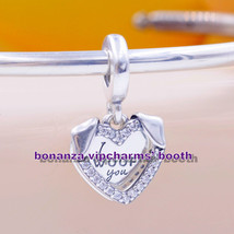 2023 Mother&#39;s Day Release 925 Sterling Silver Heart and Dog Double Dangle Charm  - £13.50 GBP