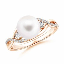ANGARA 8MM Freshwater Pearl &amp; Diamond Infinity Ring in 14k Solid Gold Size 3-13 - £489.92 GBP