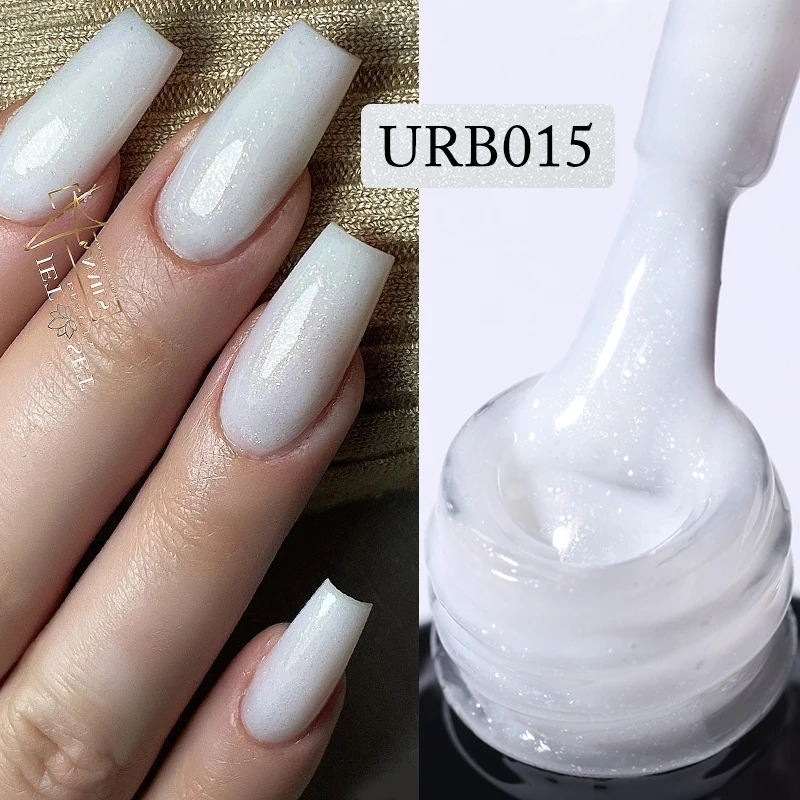 Sporting UR SUGAR 7ml Milky Jelly White Glitter Rubber Base Gel Polish Pink Nude - £23.90 GBP