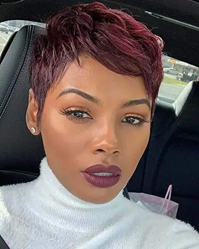 BeiSDWig Short Pixie Cut Wig Wine Red Hair Wigs for Black Women African Americ - £14.91 GBP