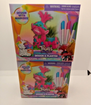 Design Your Own Planter Poppy Trolls includes markers Lot Of 2 Kids crafts - £17.30 GBP