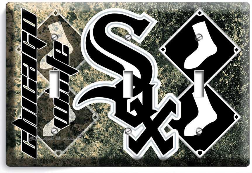 CHICAGO WHITE SOX BASEBALL TEAM TRIPLE LIGHT SWITCH WALL PLATE COVER ROOM DECOR