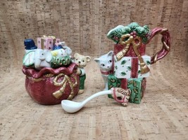 Vintage 1995 Fitz and Floyd Father Christmas Sugar Creamer Spoon in Box ... - $1,483.66 MXN