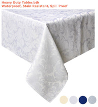 Tektrum 70&quot;X70&quot; Square Damask Tablecloth-Waterproof/Stain Resistant -White - £18.30 GBP