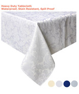 Tektrum 70&quot;X70&quot; Square Damask Tablecloth-Waterproof/Stain Resistant -White - £17.98 GBP