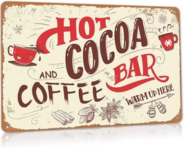 Alrear Hot Cocoa Bar Sign Vintage Christmas Coffee Station Wall Decor Metal - £23.69 GBP