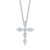 DIAMOND CROSS PENDANT NECKLACE JEWELRY WHITE GOLD WOMENS SMALL REAL .85 ... - $1,399.99