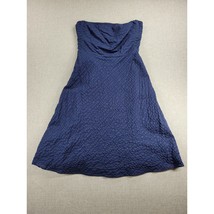 J. Crew Womens Strapless Dress Size 4 Navy Blue  A-Line Textured Lined B... - $21.26