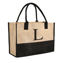 Personalized Burlap Bag Reuseable Eco-friendly Tote Bag Jute Shopping Beach Hand - £138.21 GBP