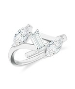 Kicky &amp; Perky 925 Sterling Silver Moissanite Three Stone Ring Jewelry Fo... - $108.65 CAD