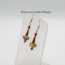 Gold Cone Earrings with Swarovski Crystal handmade image 2