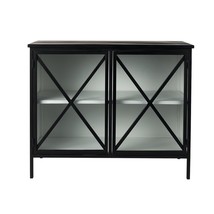 41&quot; Black Iron Sideboard with Two Glass Doors - $41,058.33 MXN
