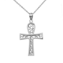 925 Sterling Silver Filigree Ankh Cross Pendant Necklace - £26.91 GBP+