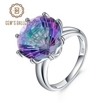 Classic Natural Rainbow Mystic Quartz Ring 925 Sterling Silver For Women Wedding - £41.40 GBP