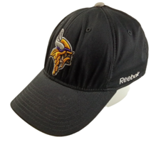 Viking Reebok NFL Equipment Black Fitted Hat Cap Size L XL Embroidered - £9.11 GBP