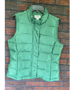 Green Goose Down Vest Small Zipper Pockets Snaps No Hood Sleeveless Jack... - £23.80 GBP