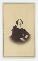 Antique CDV c1860s Beautiful Woman In Black Dress Sitting in Chair Zanesville OH - £7.41 GBP