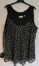 Womens Plus 18/20 Avenue Black Green/Gray Print Lined Sleeveless Tank Top Shirt - $18.81