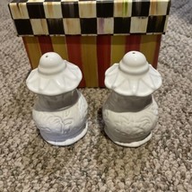 McKenzie Childs Pottery White Sweetbriar  Salt And Pepper New Rare Ceramics - £139.88 GBP