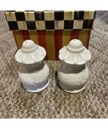 McKenzie Childs Pottery White Sweetbriar  Salt And Pepper New Rare Ceramics - £137.61 GBP