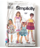 Simplicity #7852 Girls Bicycle Shorts Tops Head Band Sizes 8-14 Cut Comp... - $6.92