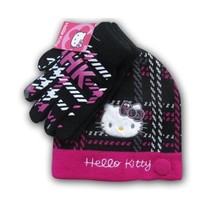 HELLO KITTY GIRLS SKULL CAP LOGO BEANIE TOQUE HAT BLACK/PINK snow ski NEW - $13.70 CAD