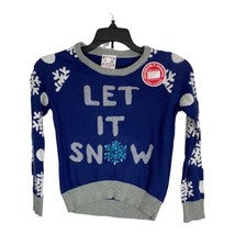 Merry Christmas Kids 6-6x Sweater Blue LET IT SHOW Christmas Sequin Twin... - $16.64