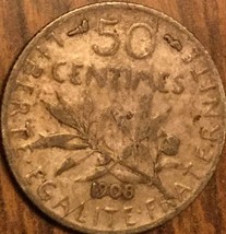 1908 France Silver 50 Centimes Semeuse Coin - £3.25 GBP