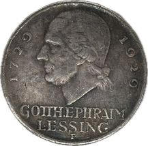 5 RM Fantasy Medal 1929 - Gotthold Ephraim Lessing Conmemorativo - $18.66 CAD